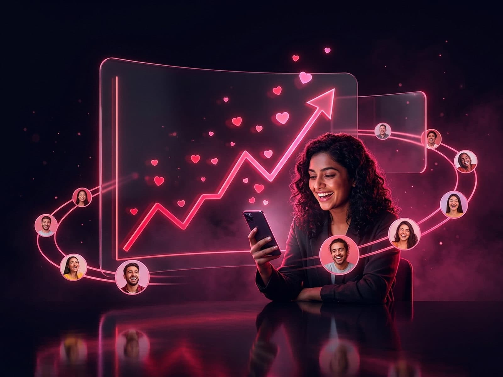 Maker kijkt tijdens het werk even op haar telefoon, het aantal volgers loopt op