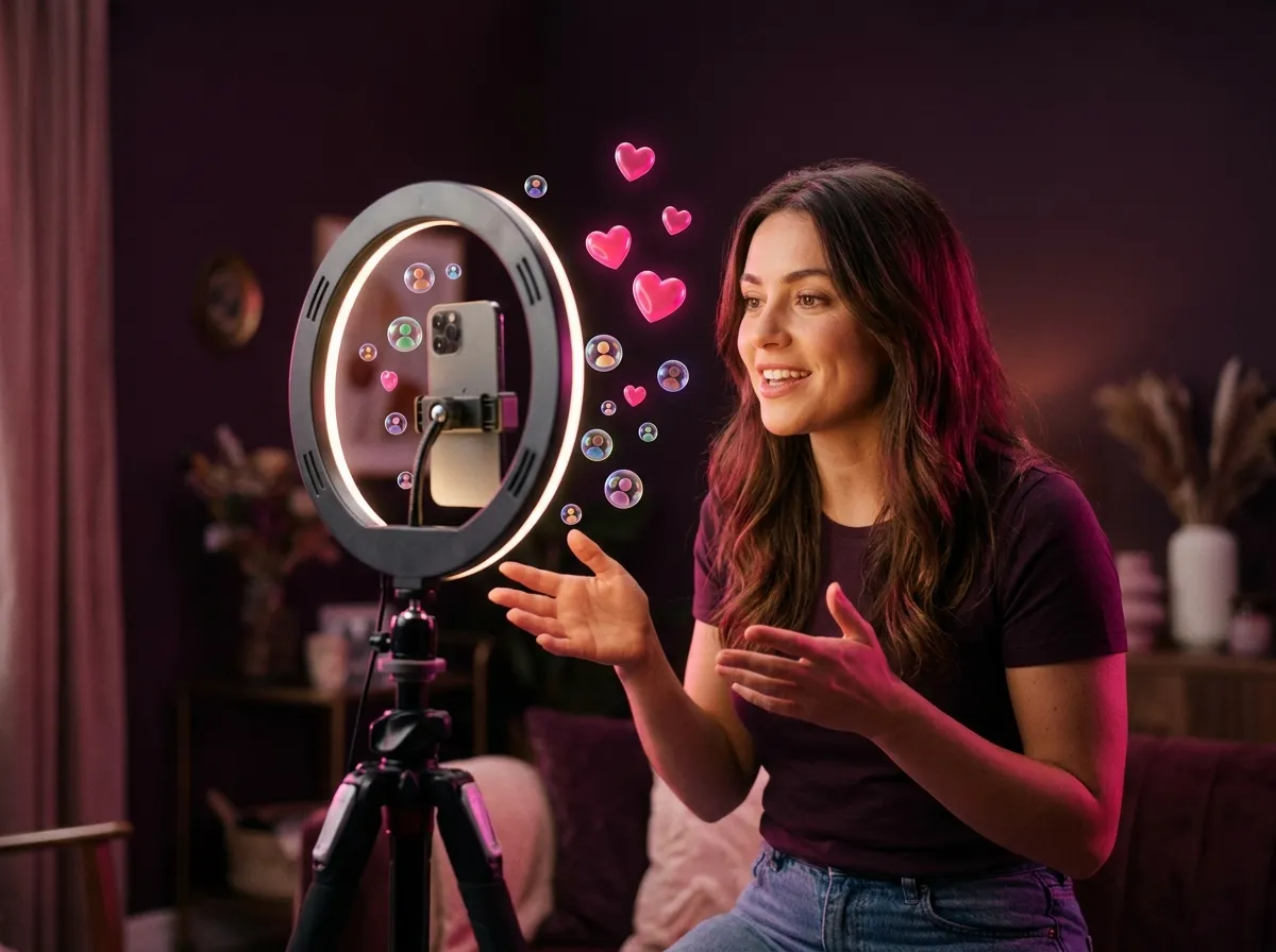 Instagram espectadores ao vivo on a creator's phone