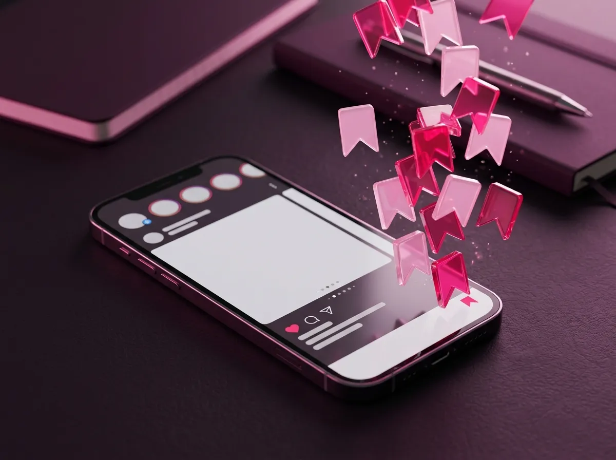 Instagram salvamentos on a creator's phone