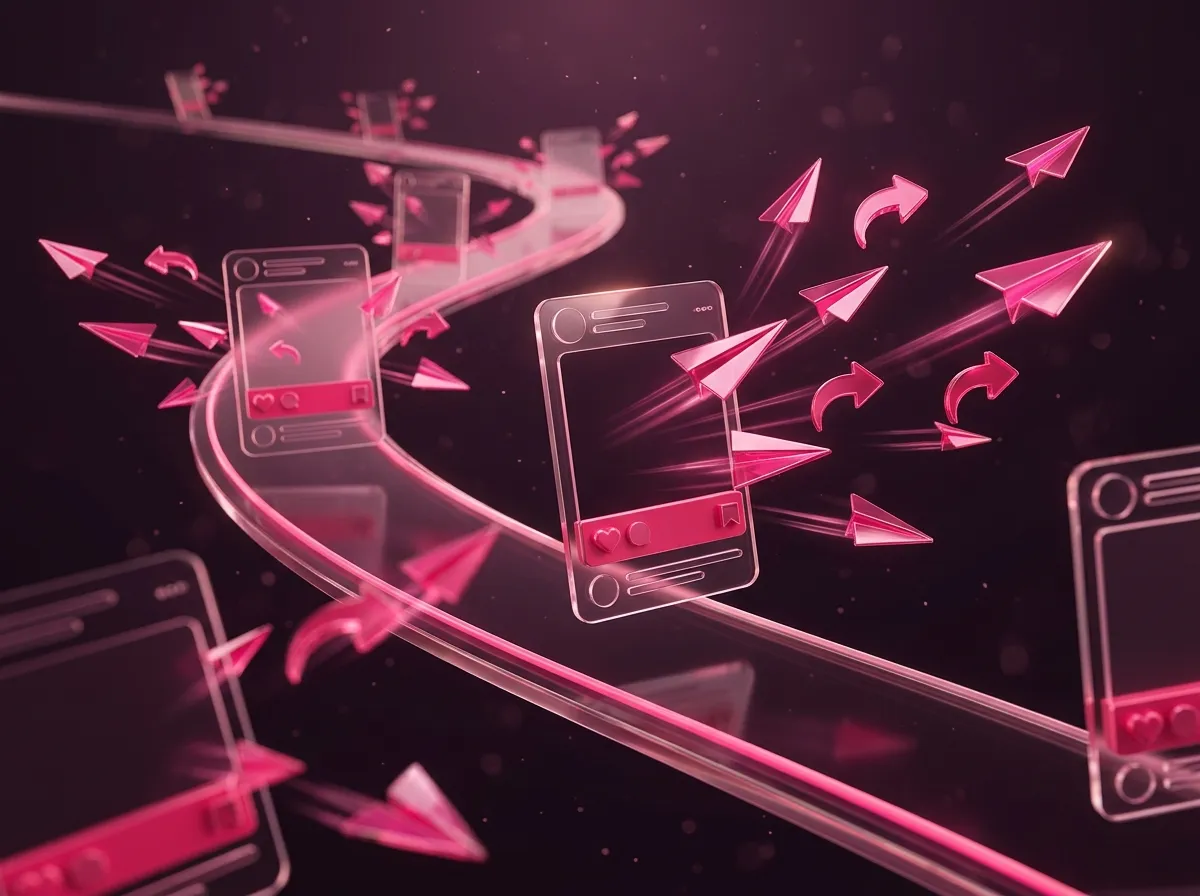 TikTok compartilhamentos automáticos on a creator's phone