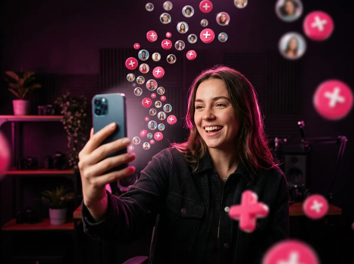 TikTok followers on a creator's phone