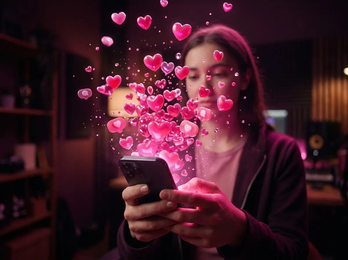 TikTok likes on a creator's phone