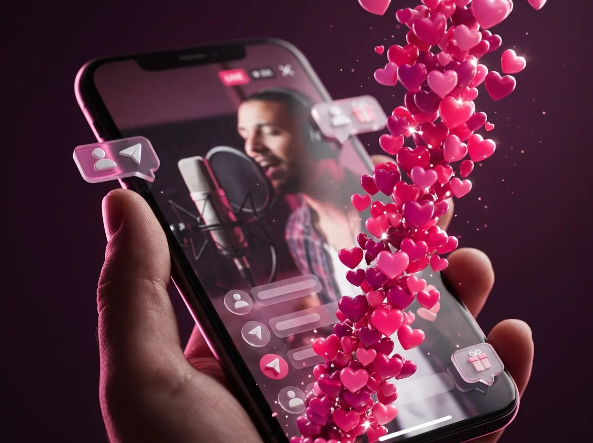 TikTok live-likes on a creator's phone