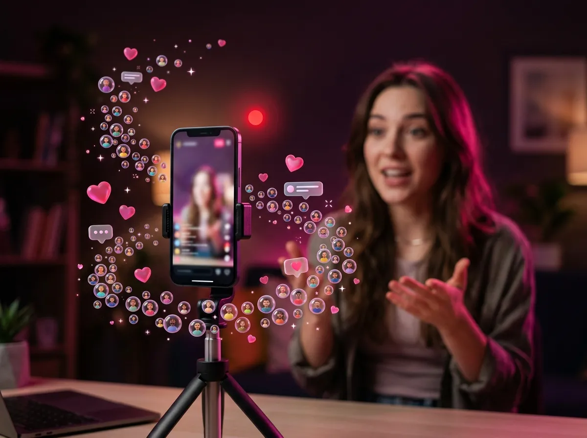 TikTok live views on a creator's phone